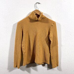North of West mustard waffle knit turtle neck long sleeve top size Medium